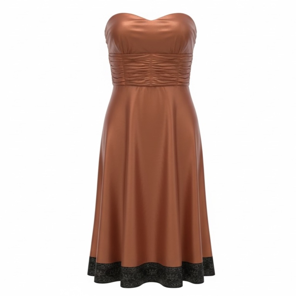 Elegant Strapless Satin Dress in Copper